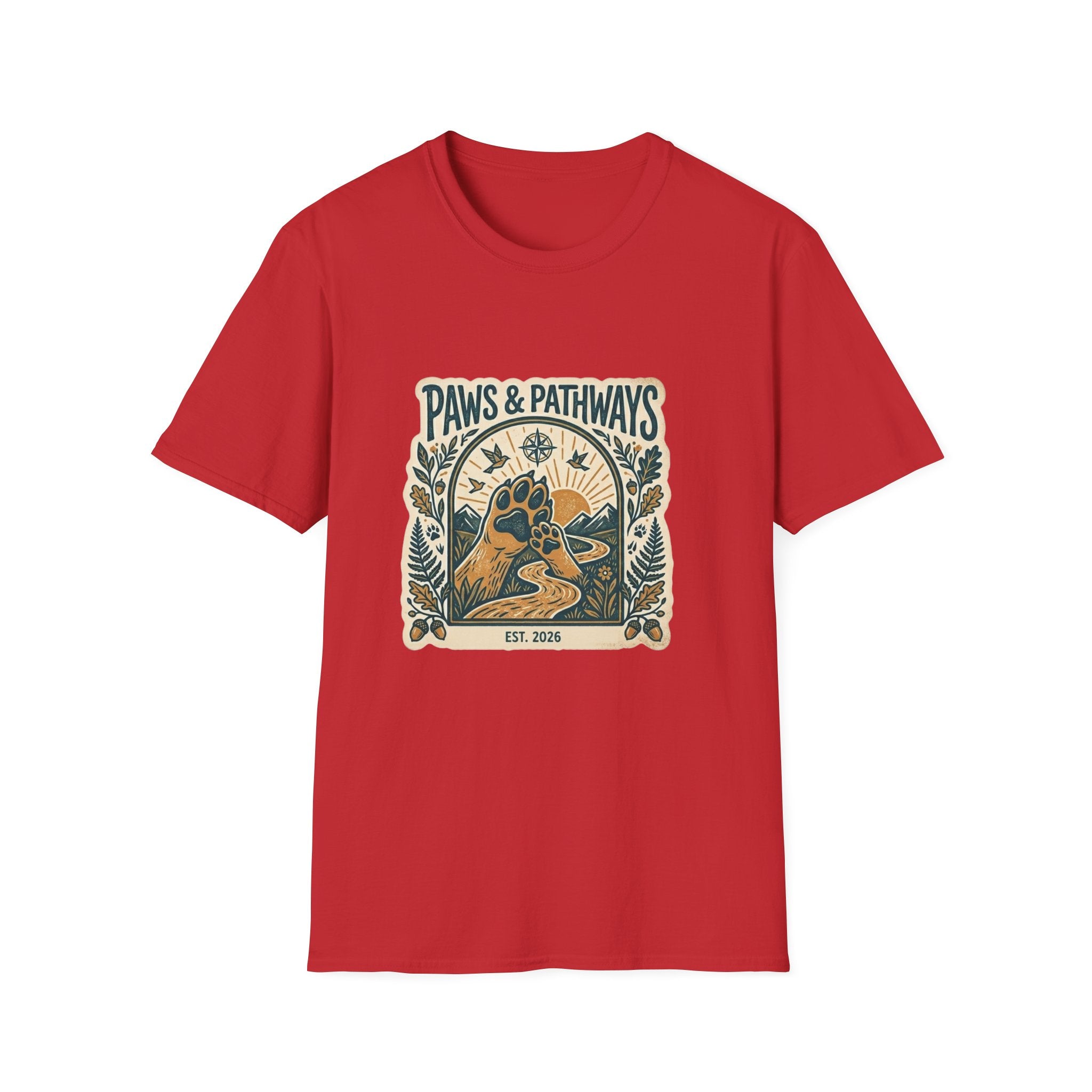 Paws & Pathways Graphic T-Shirt — Adventure Dog Nature Tee