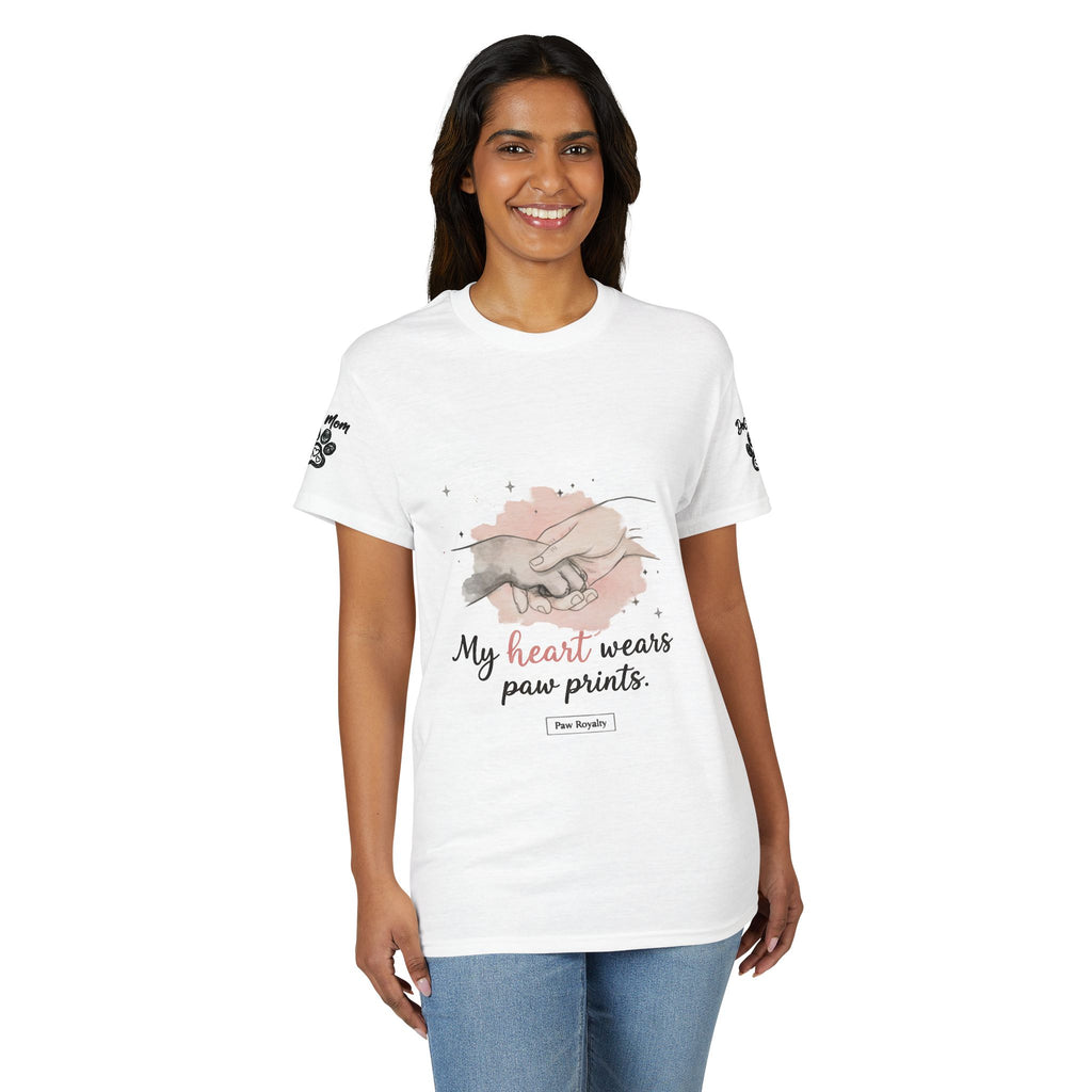 Dog Mom T-Shirt — "My Heart Wears Paw Prints" Cute Paw Print Tee for Pet Lovers